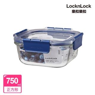 【LocknLock 樂扣樂扣】頂級透明耐熱玻璃保鮮盒 750ml/正方形