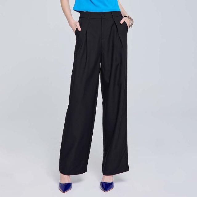 【HONOR 山形屋】出清品 簡約質感高腰垂墜感西裝寬褲-黑(限定出清)