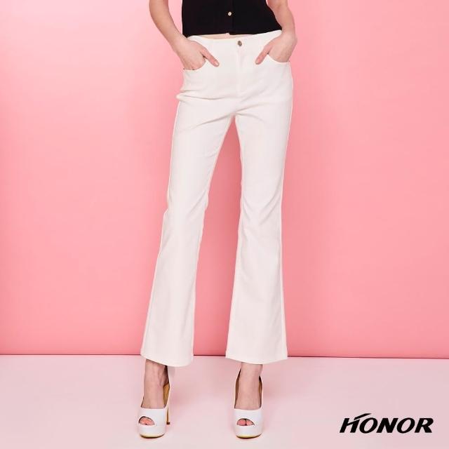 【HONOR 山形屋】優雅百搭修身微喇叭長褲-白/黑/粉