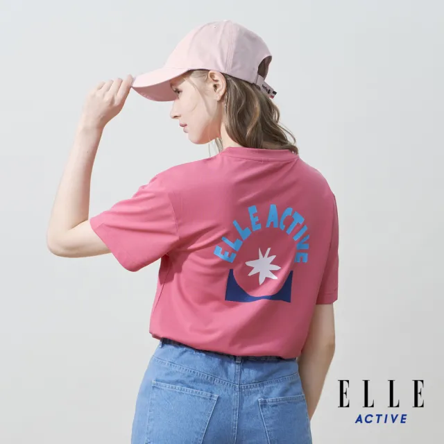 【ELLE ACTIVE】女款 寬鬆版印花圓領短袖T恤-粉色(EA25S2F1602-74)