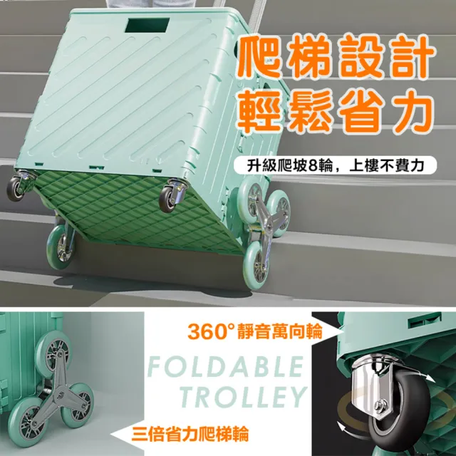 平拉折疊手推車8輪爬樓梯75L購物車(杯架收納車/露營車/買菜車 /菜籃車 /收納箱 /手拉車 /置物車)
