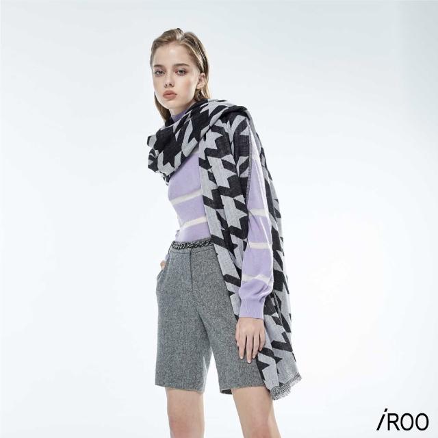 【iROO】千鳥格絲光羊毛圍巾(需乾洗)