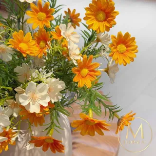 【Floral M】義式西西里島小雛菊30cm仿真花禮含花器(人造花/仿真花/室內佈置/居家裝飾/桌上型花禮)