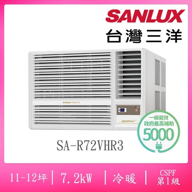 SANLUX 台灣三洋 11-12坪右吹式一級變頻冷暖窗型冷氣 SA-R72VHR3