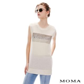 【MOMA】極簡立體英文長版針織上衣(白色)