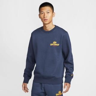 【NIKE 耐吉】AS M NK CLUB BB CREW NSW GFX 男 長袖上衣 大學T 運動 休閒 藍(HJ2174451)