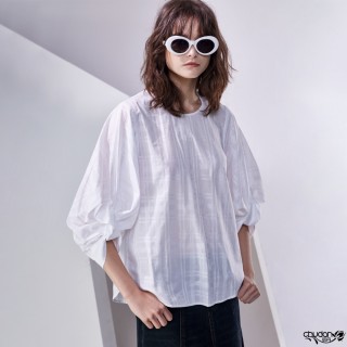 【Chudan 初丹】純棉扭結袖格子上衣