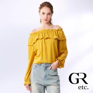 【GLORY21】網路獨賣款-etc.俏麗荷葉鬆緊領口造型上衣(黃色)
