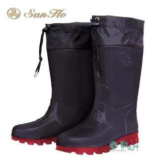 【Sanho 三和牌】女護口雨鞋 輕量半筒 防水鞋 耐寒 不易斷裂 登山鞋 工作鞋(黑色/臺灣製造 現貨)