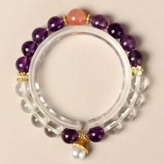 【米蘭精品】現貨+預購 紫水晶手鍊白水晶手繩女手珠平安擋煞防小人轉運淨化招財開運(8.5/9.5mm瑪瑙74kj27)