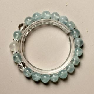 【米蘭精品】現貨+預購 海藍寶手鍊白水晶手繩女手珠平安擋煞防小人轉運淨化招財開運(8.3mm白月光74kj28)