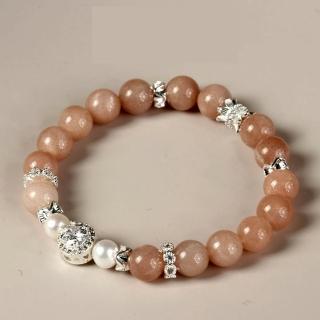 【米蘭精品】現貨+預購 水晶手鍊串珠手繩(8mm太陽石珍珠鋯石女飾品74kj11)