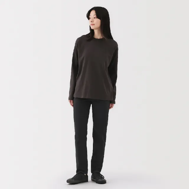 【MUJI 無印良品】女彈性丹寧合身直筒褲 黑色