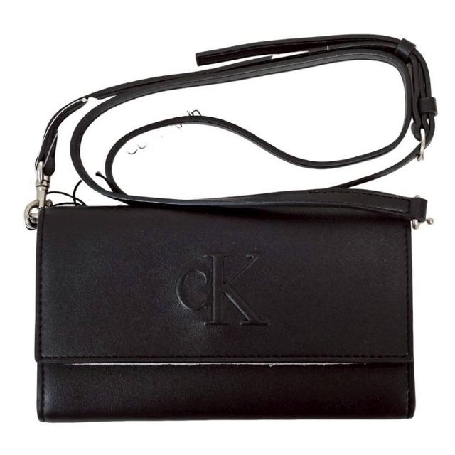 【Calvin Klein】CK翻蓋斜背包/黑(贈原廠紙袋/母親節送禮)
