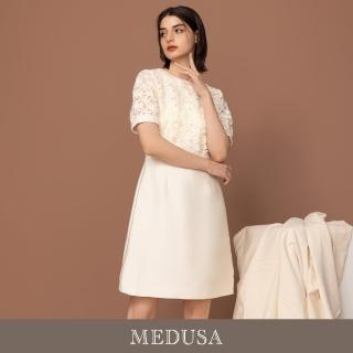 【MEDUSA 曼度莎】現貨-緞帶滾花收腰合身洋裝（M-XL）｜小禮服 媽媽李福 氣質穿搭(601-90806)