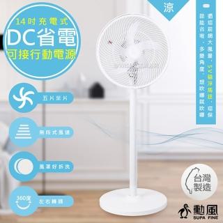 【勳風】14吋充插二用旋風式DC扇節能電風扇立扇循環扇/BHF-T0024(不怕停電/可用行動電源)
