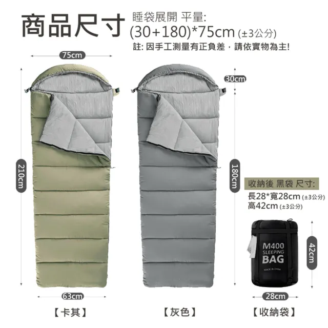 【VENCEDOR】木乃伊型帶帽睡袋 成人戶外露營睡袋(露營 登山 旅行睡袋 單人睡袋 超輕睡袋-2入)