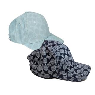 【COACH】coach 牛仔滿版logo丹寧緹花布/蒂芬妮藍緹花布 棒球帽(coach棒球帽)