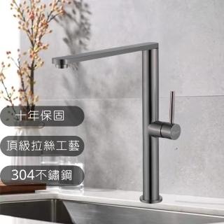 【GESAI 格賽】槍灰304不鏽鋼兩用檯面龍頭B-10127-LT5(可配合安裝兩用龍頭/洗手檯龍頭/RO龍頭/檯面龍頭)