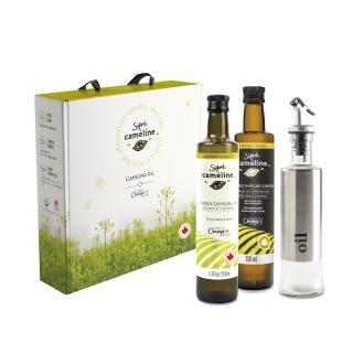 【Signe Cameline】加拿大薺藍籽油Camelina Oil冷壓焙香禮盒組(250mL X 2瓶 送玻璃油壺)