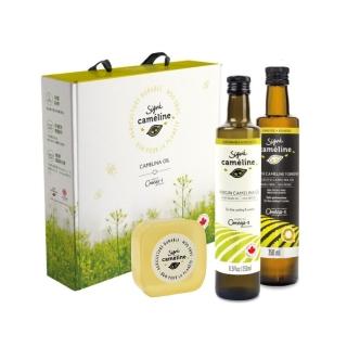【Signe Cameline】加拿大薺藍籽油冷壓＋焙香+香皂禮盒組(250mL X 2瓶＋薺藍籽油香皂)