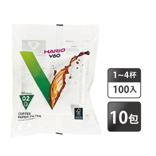 【HARIO】V60 漂白02濾紙 1~4杯 100入x10包(VCF-02-100W)