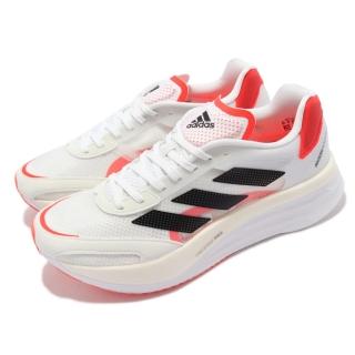 【adidas 愛迪達】競速跑鞋 AdiZero Boston 10 M 男鞋 白 黑 紅 輕量 透氣 支撐 愛迪達(FY4079)