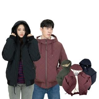 【LEVIS】Levis 菱格紋 外套 刷毛 舖棉 大尺碼 連帽外套 防風 防潑水 平輸品(連帽外套9871)