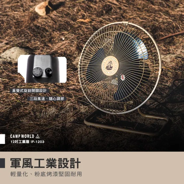 【樂活不露】12吋工業扇 黑(風扇 電風扇 BSMI R54585 露營 逐露天下)