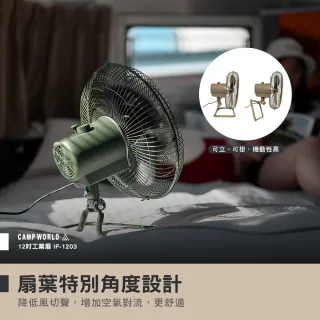 【樂活不露】12吋工業扇 軍綠 沙(風扇 電風扇 BSMI R54585 露營 逐露天下)