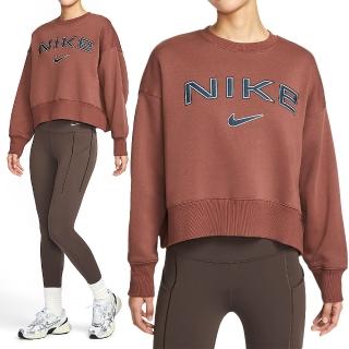 【NIKE 耐吉】PHNX FLC OOS Logo CRE 女款 棕色 運動 大學T 寬鬆 磨毛 長袖 FV7675-218