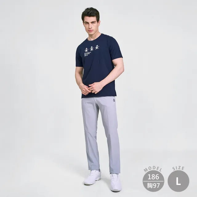 【Munsingwear】企鵝牌 男款藏青色企鵝排排站棉彈性舒適百搭短袖T SHIRT MGVL2508