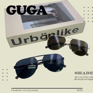 【GUGA】偏光金屬太陽眼鏡 薄鋼經典復古款(抗UV 輕薄鏡框 抗敏 高畫質防護鏡片)