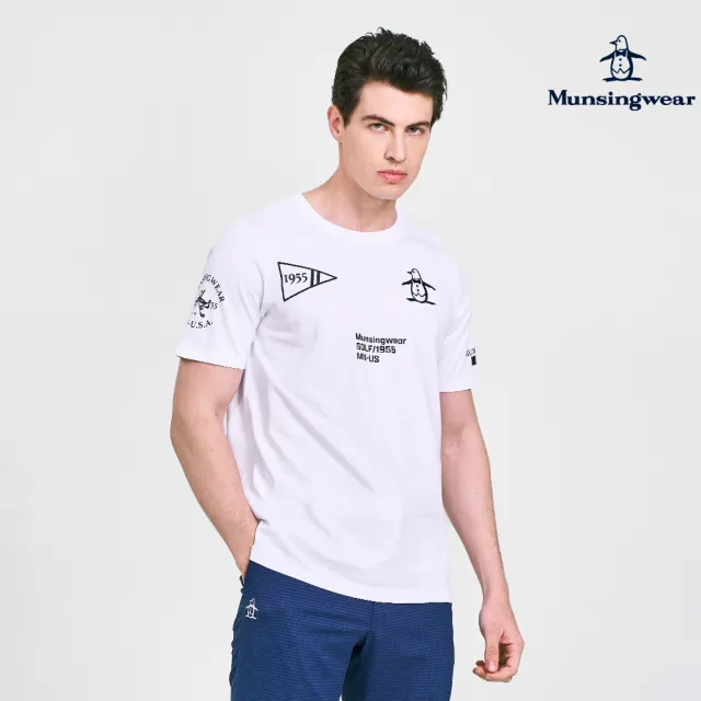 【Munsingwear】企鵝牌 男款白色企鵝高爾夫圖案復刻純棉舒適經典百搭短袖T SHIRT MGVL2507