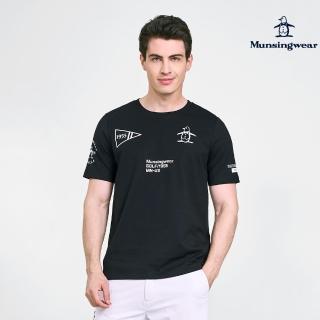 【Munsingwear】企鵝牌 男款黑色企鵝高爾夫圖案復刻純棉舒適經典百搭短袖T SHIRT MGVL2507