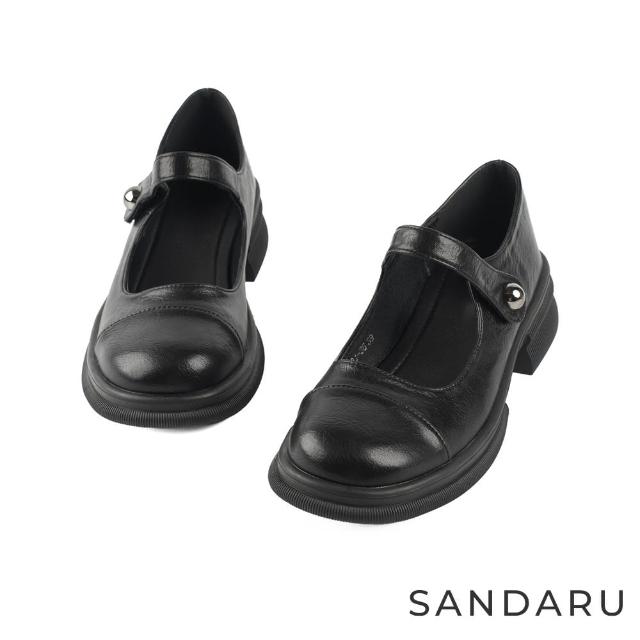 【SANDARU 山打努】瑪莉珍 復古圓頭芭蕾休閒鞋(黑)