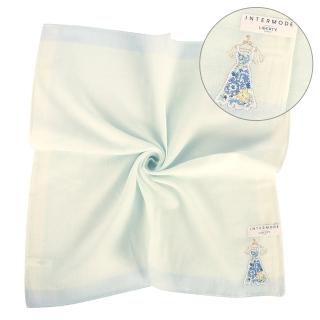 【LIBERTY】Liberty Art Fabrics刺繡印花洋裝紗布純綿帕巾(淺藍色)