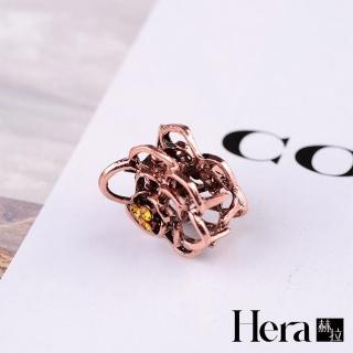 【HERA 赫拉】金屬線條水鑽玫瑰髮夾/抓夾(水鑽 髮夾 抓夾)