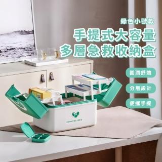【家庭媽咪】手提式大容量多層急救收納盒(醫藥收納箱 醫藥箱 藥品收納盒 急救箱 醫療箱 防災 置物盒)