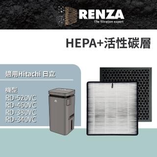 【RENZA】適用 Hitachi 日立 RD-520VC RD-460VC RD-380VC RD-340VC 清淨除濕機(HEPA+活性碳 濾網 濾芯)