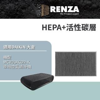 【RENZA】適用 DAIKIN 大金 MCV03ACD2-K 車用空氣清淨機(HEPA+活性碳 濾網 濾芯 濾心)