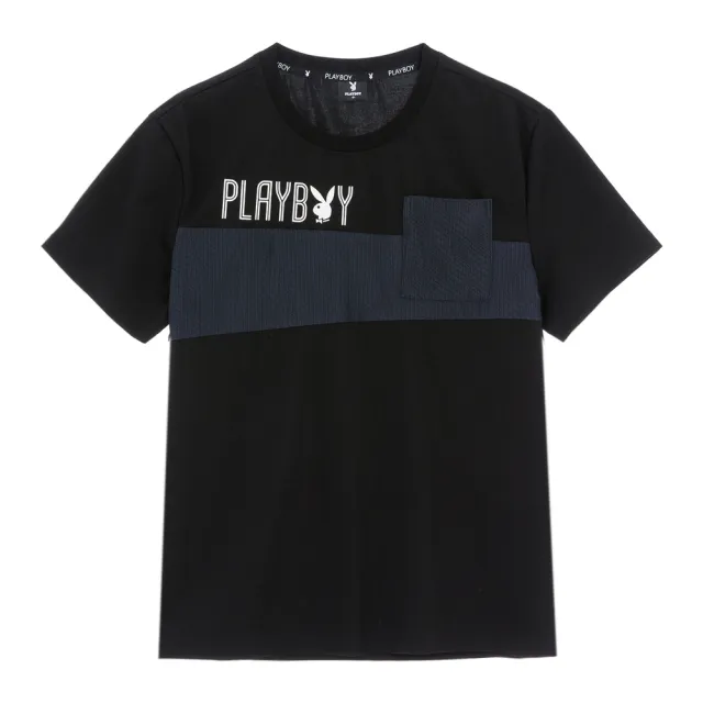 【PLAYBOY】天絲輕量涼感拼接上衣(黑色)