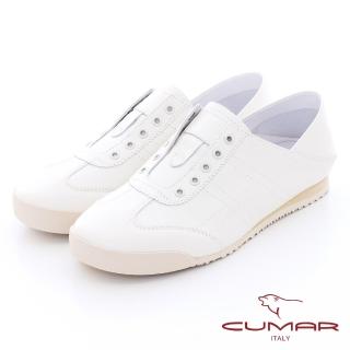 【CUMAR】無鞋帶懶人休閒鞋(米白色)