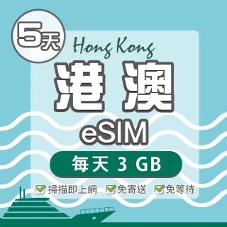 【環亞電訊】eSIM港澳05天每天3GB(24H自動發貨 免等待 免換卡 澳門 香港 港澳 eSIM)