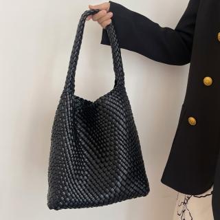 【LEESA】編織包\手提包\腋下包\大容量\子母包\側揹包\單肩包\尼龍包\通勤揹包\手工編織\百搭包包