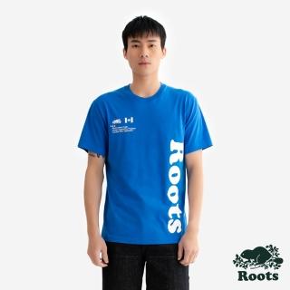 【Roots】Roots 男裝-MODERN CLASSIC 短袖上衣(海浪藍)