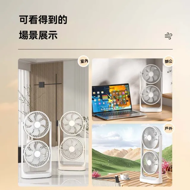【South Life】USB雙頭桌面風扇(5W小風扇 空氣循環降溫 5瓦不耗電 風扇 桌面靜音小風扇 電風扇 雙頭風扇)