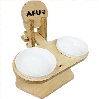 【AFU】斜面原木寵物雙碗+碗架