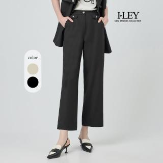 【ILEY 伊蕾】率性優雅九分小直筒褲(兩色；M-2L；1252316437)