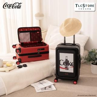 【TLCSTORE】可口可樂20吋上掀式雙開輕框箱 前開式行李箱 登機箱(2年保固 海關鎖)